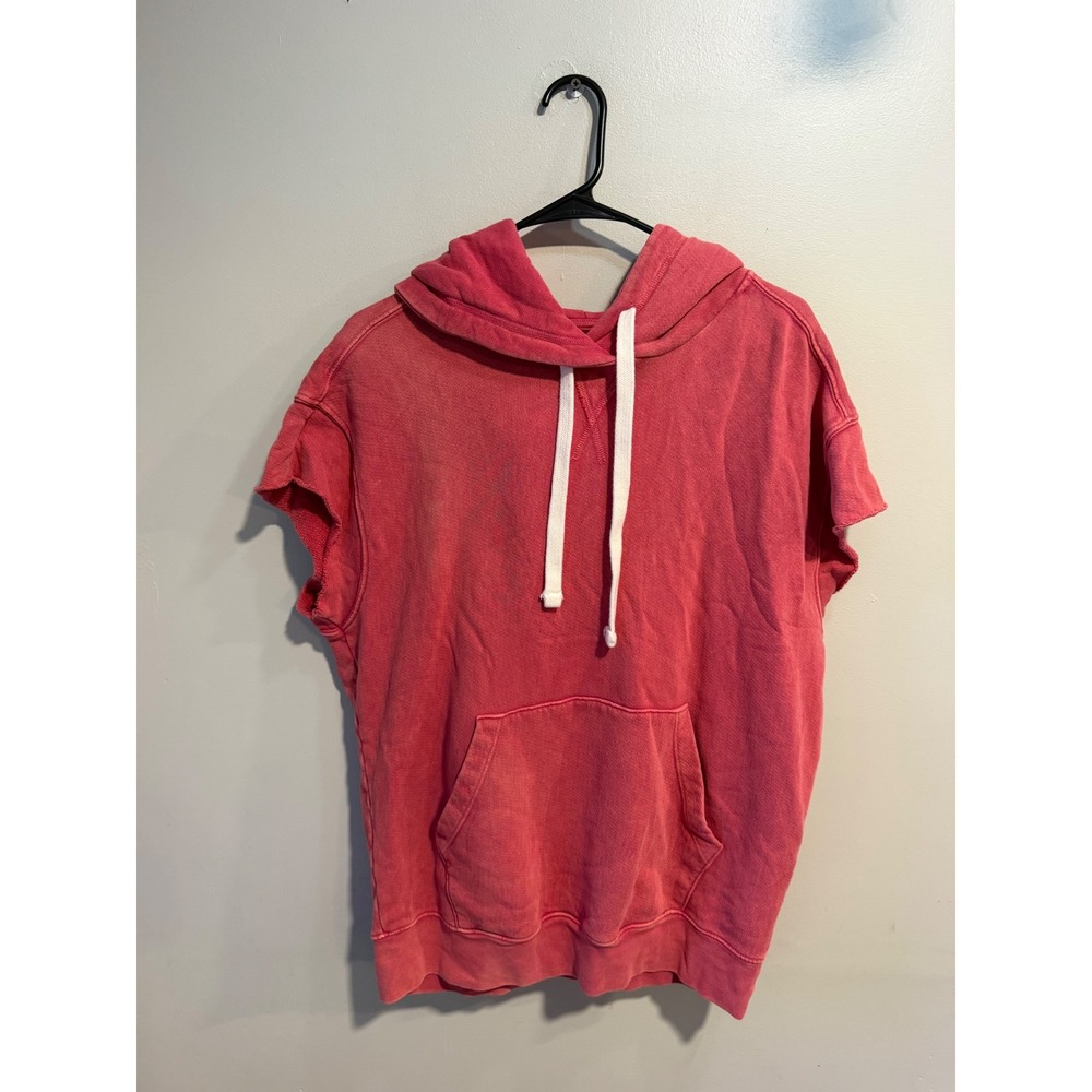 Splits59 Womens Pink Cotton French Terry Short Sleeve Hoodie Sweatshirt Medium
